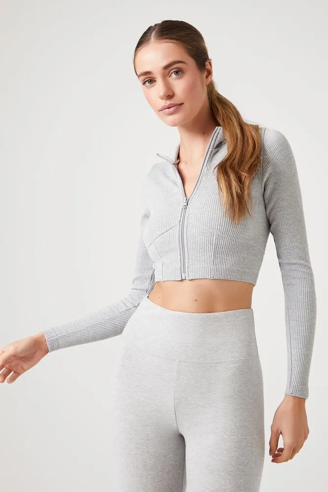 Forever 21 Women's Active Seamless Bustier Jacket in Heather Grey
