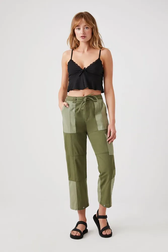 Women's Ribbed Lace Cropped Cami
