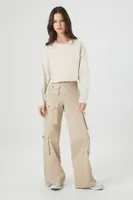 Women's Boxy Long-Sleeve Crop Top in Birch Medium