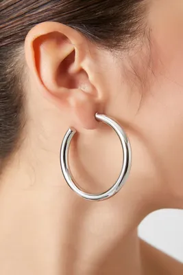 Women's Open-End Hoop Earrings in Silver