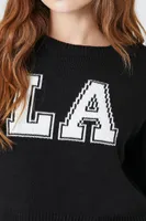 Women's Distressed LA Graphic Sweater in Black Medium