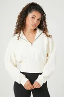 Women's French Terry Half-Zip Pullover in Vanilla Small