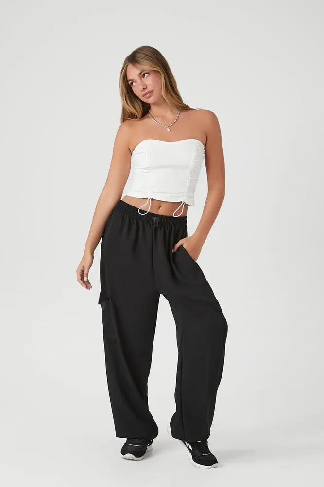 Women's Mid-Rise Cargo Joggers in Black Small