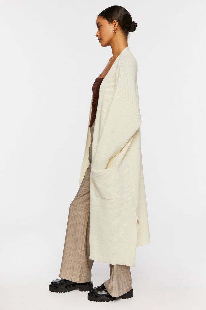 Women's Open-Front Longline Cardigan Sweater Cream