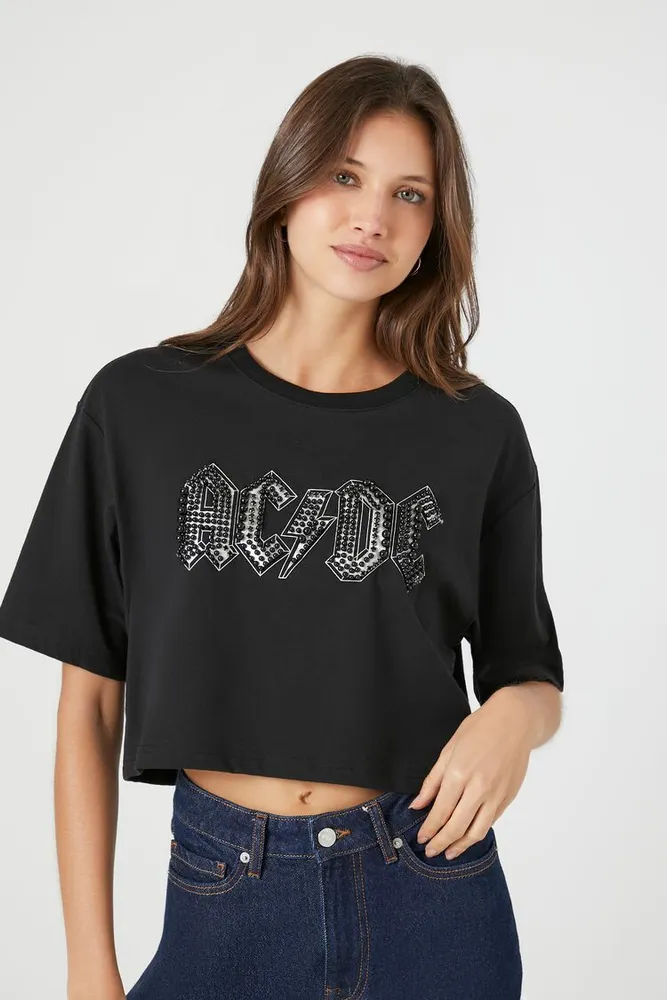 Women's Cropped ACDC Graphic T-Shirt