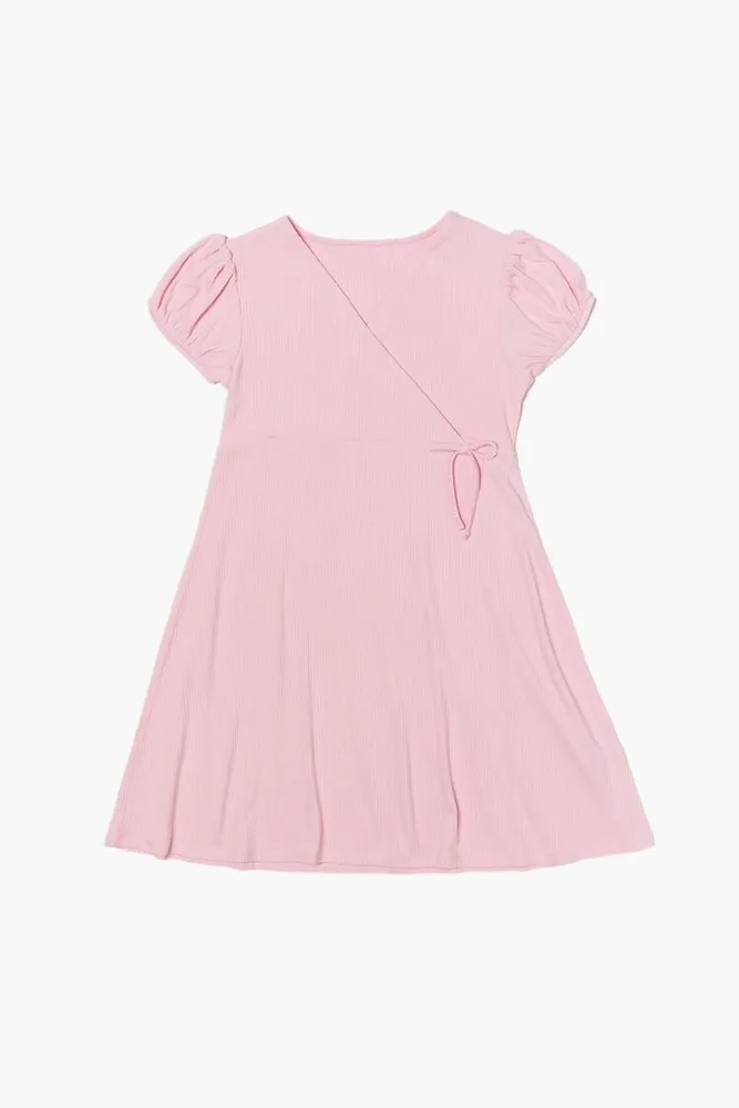 Girls Surplice Dress (Kids) in Bubble Gum, 11/12