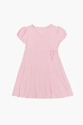 Girls Surplice Dress (Kids) in Bubble Gum, 11/12