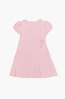 Girls Surplice Dress (Kids) in Bubble Gum, 11/12