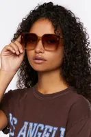 Tinted Square Sunglasses in Peach /Brown