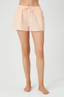 Women's Striped Pajama Shorts in Apricot Small