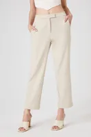 Women's High-Rise Straight-Leg Trousers in Khaki, XL