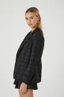 Women's Notched Plaid Blazer in Black Medium