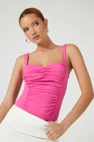 Women's Ruched Sweetheart Bodysuit in Fuchsia Medium