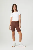 Women's Ribbed Knit Biker Shorts in Chocolate Large