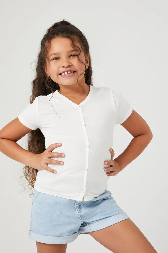 Girls Snap-Button Top (Kids) White,