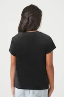 Girls Velvet Crew T-Shirt (Kids) in Black, 13/14