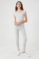 Women's Cap-Sleeve Fitted Jumpsuit in Heather Grey Medium