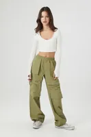 Women's Straight-Leg Cargo Pants in Green Small