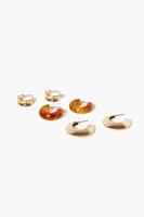 Women's Open-End Hoop Earrings Set in Gold