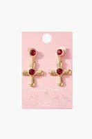 Women's Frasier Sterling Cross Drop Earrings in Gold