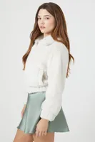 Women's Plush Zip-Up Jacket in Ivory Medium