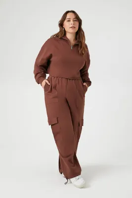 Women's French Terry Cargo Sweatpants in Chocolate, 1X