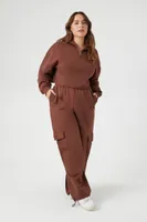 Women's French Terry Cargo Sweatpants in Chocolate, 1X