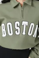 Women's Half-Zip Boston Pullover in Green Medium