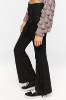 Women's Faux Suede Fringe Flare Pants in Black Small