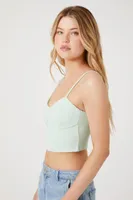 Women's Ribbed Knit Cropped Cami in Pistachio Small