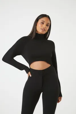 Women's Sweater-Knit Cutout Crop Top