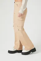 Women's Mid-Rise Straight-Leg Cargo Pants in Taupe Large