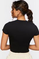 Women's Rib-Knit Crop Top in Black Medium