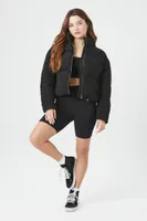 Women's Corduroy Quilted Puffer Jacket in Black Large