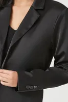 Women's Satin Notched Trench Coat in Black Medium