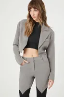 Women's Cropped Peak-Lapel Blazer in Grey Small