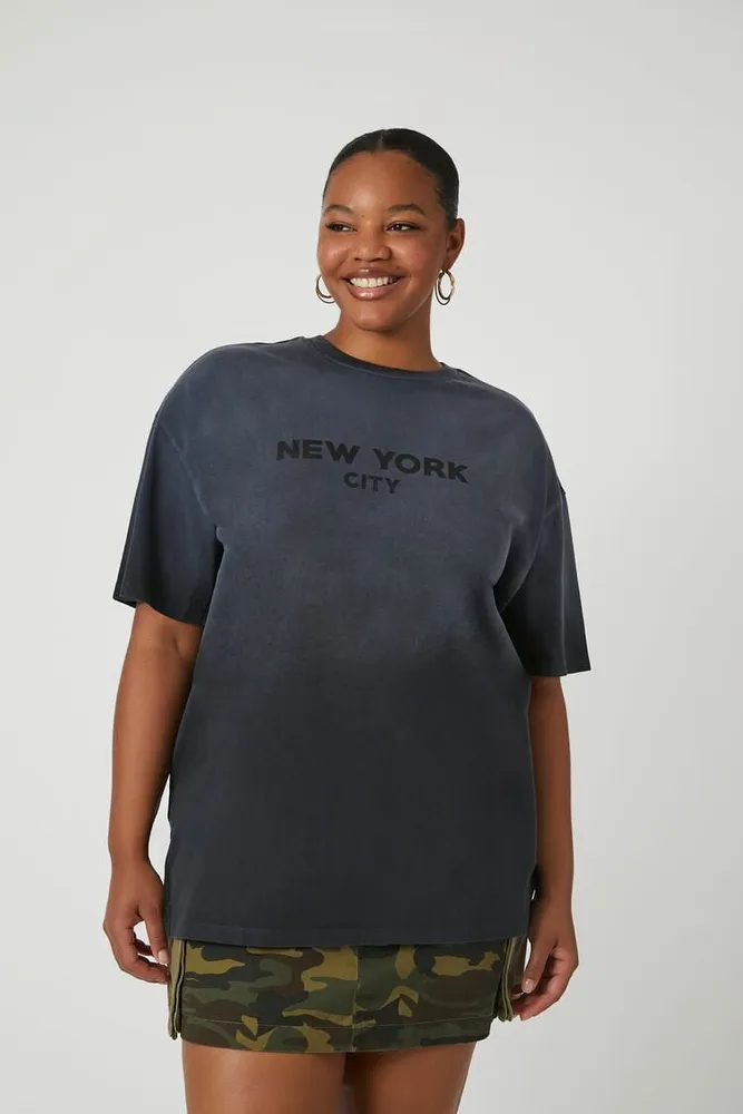 Women's New York City Graphic T-Shirt in Navy, 1X