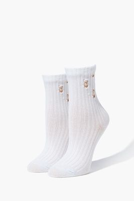 Distressed Crew Socks in White
