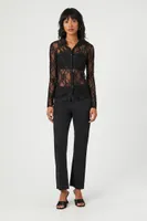 Women's Sheer Lace Shirt in Black Small