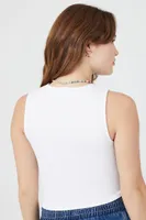 Women's Ribbed Knit Tank Top in White, XL