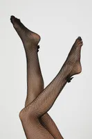 Bow Fishnet Tights in Black, S/M
