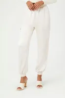 Women's Satin High-Rise Joggers in White Small