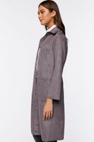 Women's Faux Suede Button-Front Duster Coat in Steeple Grey Small