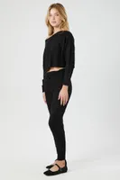 Women's Cable Knit Sweater & Leggings Set in Black Large