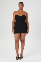 Women's Bodycon Tube Mini Dress in Black, 3X