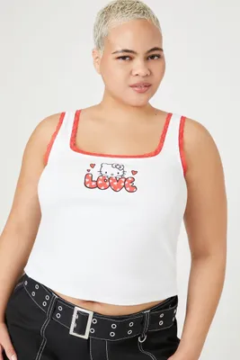 Women's Hello Kitty Love Tank Top in White, 3X
