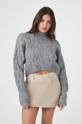Women's Cable Knit Cropped Sweater