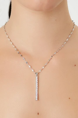 Women's Rhinestone Matchstick Necklace in Clear/Silver