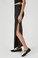 Women's Maxi Slit Column Skirt in Black, XS