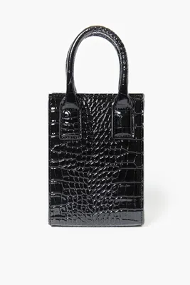 Women's Faux Croc Crossbody Bag